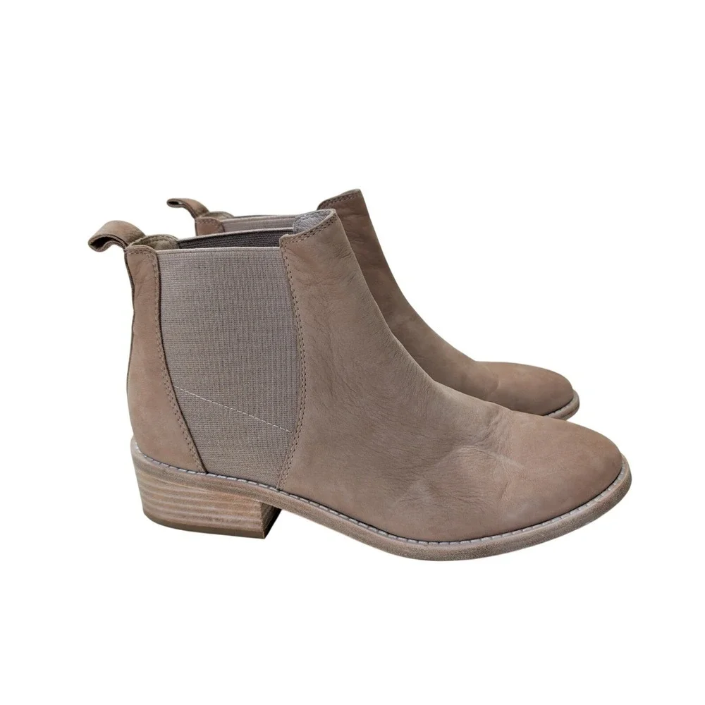 Eileen Fisher Blink Tumbled Nubuck Bootie Ankle Boot  Womens 9 Beige Pull On